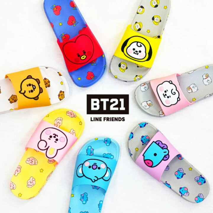 楽天市場 Bt21 公式 キャラクターフェイスサンダル インソールイラスト入り シャワーサンダル スライドサンダル レディース メンズ キャラクター 防弾少年団 Bts バンタン Army つっかけ ぺたんこ 海 可愛い フラット ゴム 韓国 キャラクター 立体的 ビーチサンダル 24 5