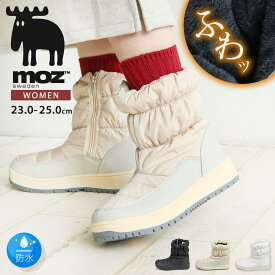 moz モズ スノーブーツ レディース 滑らない ショート 防水 おしゃれ 軽量 防滑 防寒 幅広 3e 保温 ファー ジュニア 防寒ブーツ ショートブーツ ダウンブーツ ウィンターブーツ 暖か あったか かわいい ジュニア 冬 ナイロン 黒 ブラック グレージュ ホワイト 5291