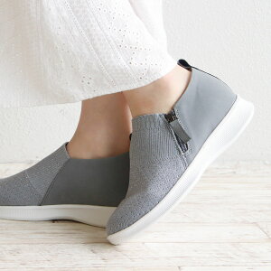 スリッポン レディース シンプル カジュアルシューズ スニーカー 超軽量 ふかふか クッションインソール 履きやすい 歩きやすい おしゃれ 黒 ブラック シルバー 婦人靴 ファスナー付きスリ