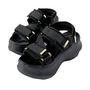 未体験 振動サンダル ダイエット サポート サンダル ストラップ 2way レディース 厚底 6cm 軽量 疲れにくい スポーツサンダル つっかけ 足つぼインソール 黒 ブラック ダイエットシューズ Makuak