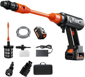 高圧洗浄機 コードレス 充電式 家庭用水圧洗浄機 4.0Ahバッテリー付き 5Mpa 3速調整 軽量 多機能ノズル付き洗車機 洗車 掃除用品 タイヤ 玄関 庭 窓 コケ 屋外 階段 お風呂 外壁 ベランダ 洗浄 掃除 キャンプ用品清掃 おすすめ PSE認証
