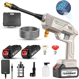 【バッテリー2個付き】 高圧洗浄機 コードレス 充電式 5MPa 高圧洗浄 家庭用 バッテリ液晶電源表示 コンパクト 小型 豪華付属品 6in1多機能マルチノズル 温水 大掃除 掃除用品 車掃除 水圧 高圧 洗浄 洗浄機 PSE認証 敬老の日 プレゼント