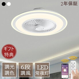 シーリングファンライト dcモーター シーリングファン 6畳 おしゃれ ファンライト 照明 LED DCモーター 調光 調色 天井照明 薄型 電球色 逆回転 照明器具 省エネ 常夜灯モード 家庭用 6段階風量調節 リビング 照明 ライトサーキュレーター