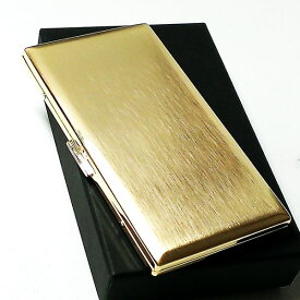 シガレットケース 100mm タバコケース リリースリム ゴールドサテン ロングサイズ対応 薄型モデル メンズ 日本製 真鍮製 かっこいい おしゃれ プレゼント ギフト 動画あり