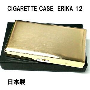 シガレットケース ERIKA ロング対応 ゴールドサテン 角型 12本収納 タバコケース 100mm エリカ 日本製 おしゃれ 煙草ケース かっこいい PEARL 真鍮 金 プレゼント ギフト 動画有り