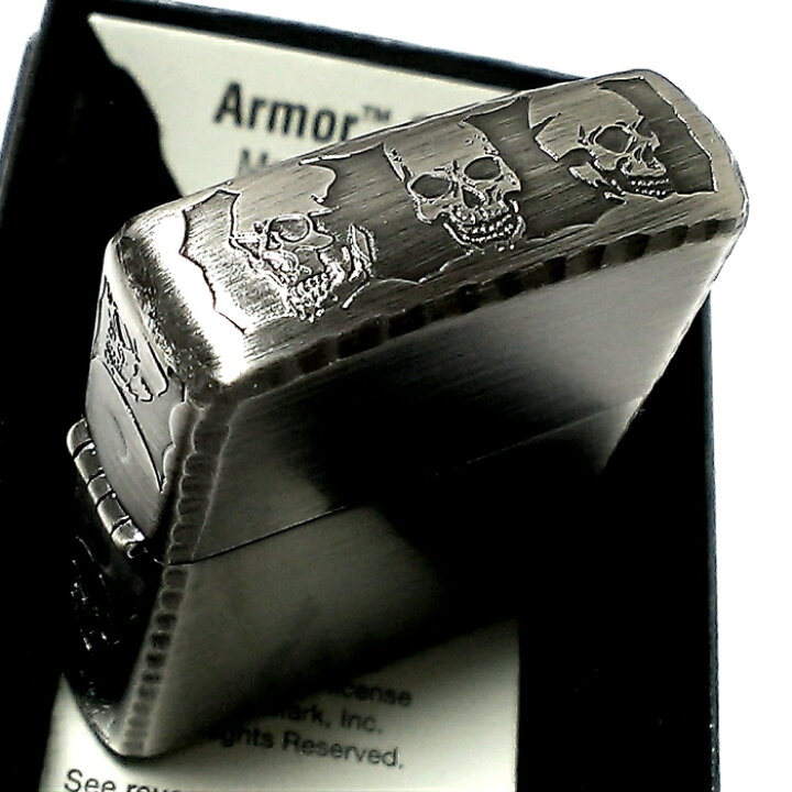 楽天市場】ZIPPO アーマー 限定 3面彫刻 スカル アンティークシルバー 