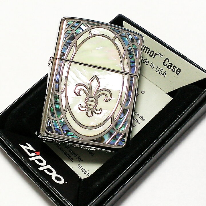 楽天市場】ZIPPO アーマー 重厚 リリー 天然貝象嵌 シェルインレイ 