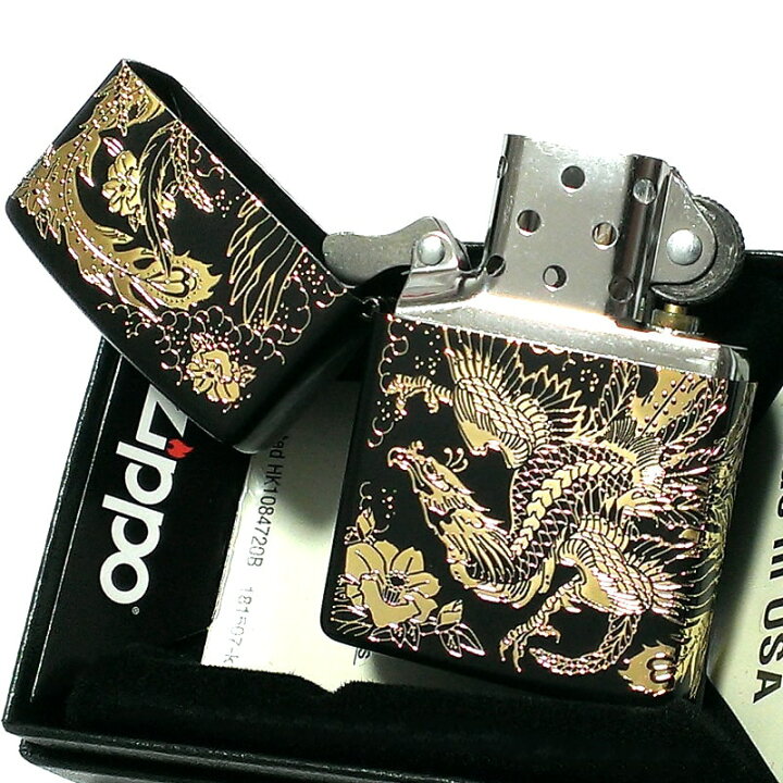 楽天市場】ZIPPO ライター 鳳凰 かっこいい 和柄 ブラック＆ゴールド 