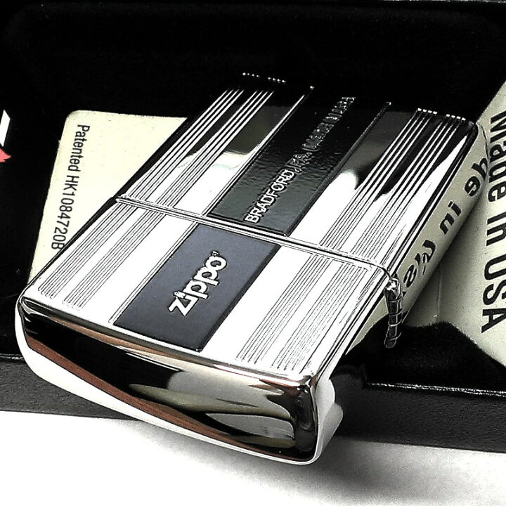 楽天市場】ZIPPO ライター 縦ライン シルバー＆ブラック ジッポ Luxury 