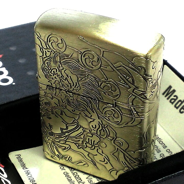 楽天市場】ZIPPO 風神雷神 ジッポ ライター 4面連続彫刻 アンティーク 