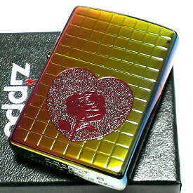 ZIPPO ライター ハート ローズ ジッポ レインボー ミラー仕上げ 虹色 薔薇 チタンコーティング かわいい おしゃれ レディース 女性 動画有り ギフト プレゼント