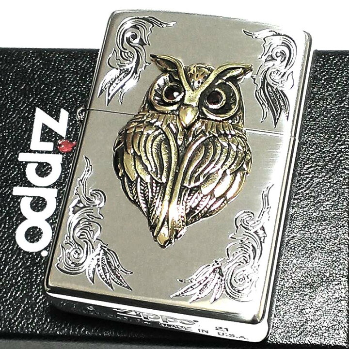 楽天市場】ZIPPO ラッキーチャーム フクロウ ライター シルバー 