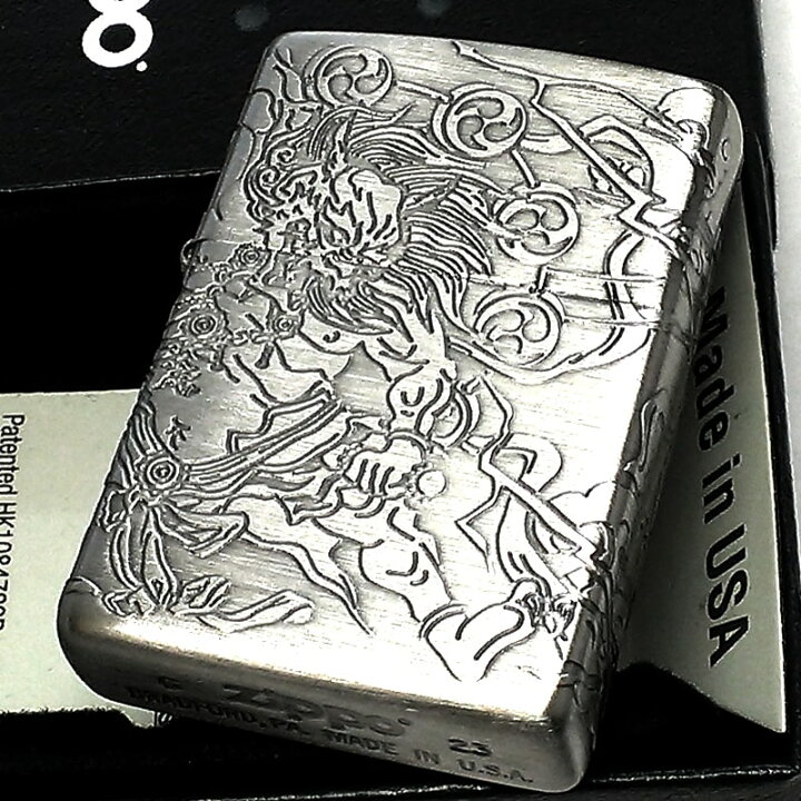 楽天市場】ZIPPO 和柄 風神雷神 ジッポ ライター アンティークニッケル 