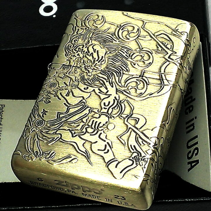 楽天市場】ZIPPO 風神雷神 ジッポ ライター 4面連続彫刻 アンティーク 