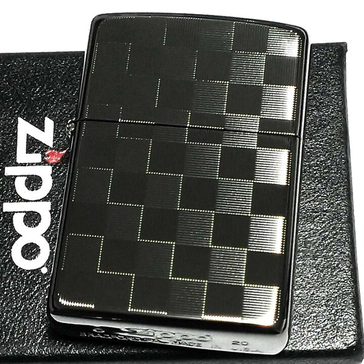 楽天市場】ZIPPO ライター チェックデザイン ブラックニッケル ジッポ 