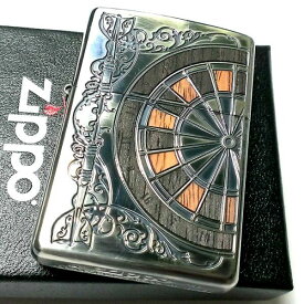 ZIPPO ライター ジッポ アンティーク ダーツ 両面加工 ウッドインレイ 彫刻 木象嵌 シルバーイブシ 銀いぶし かっこいい メンズ プレゼント ギフト