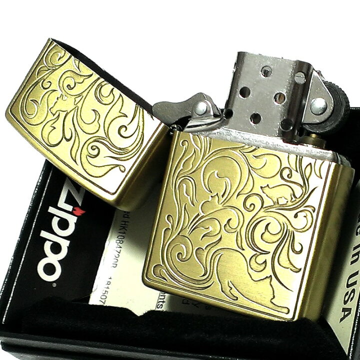 楽天市場】ZIPPO ライター 可愛い ねこ アラベスク 彫刻 キャット 