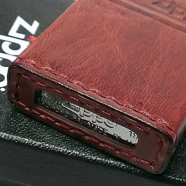 楽天市場】ZIPPO おしゃれ ライター レッド ジッポ 革巻き ダメージ 