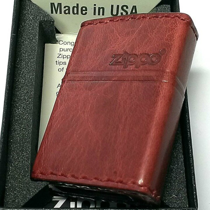 楽天市場】ZIPPO おしゃれ ライター レッド ジッポ 革巻き ダメージ 