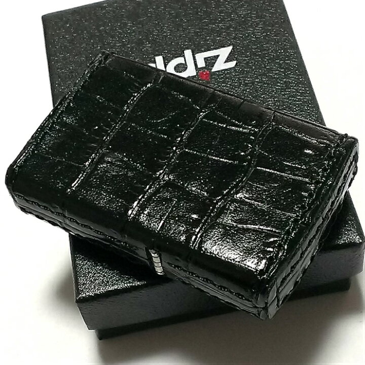 楽天市場】ZIPPO 革巻き ライター ジッポ クロコダイル型押し ブラック 