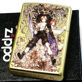 【ポイント5倍】ZIPPO 天野喜孝 アンティーク ゴールド ライター ジッポ 両面加工 かっこいい 彫刻柄 重厚 おしゃれ 金 ゲーム メンズ ギフト プレゼント