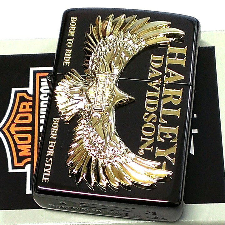 楽天市場】ZIPPO ハーレー ダビッドソン 黒金 イーグル 鷹 ゴールド 