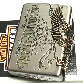 ジッポライター ハーレーダビッドソン ZIPPO かっこいい アンティーク シルバー＆ゴールド 金銀 古美仕上げ 3面メタル 鷲 日本国内限定モデル 動画あり メンズ ギフト