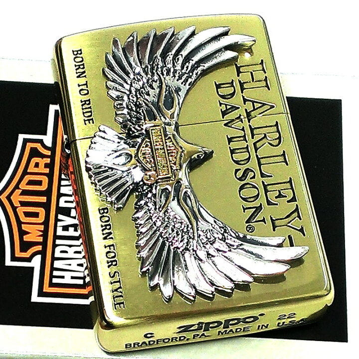 楽天市場】ZIPPO ハーレー ダビッドソン 金銀 イーグル 鷹 シルバー 