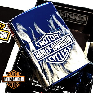 【ポイント10倍】ZIPPO ハーレーダビッドソン 鏡面ブルー&4面レーザー彫刻 ジッポ ライター ロゴ 炎 美しい 青 おしゃれ メンズ かっこいい ギフト プレゼント
