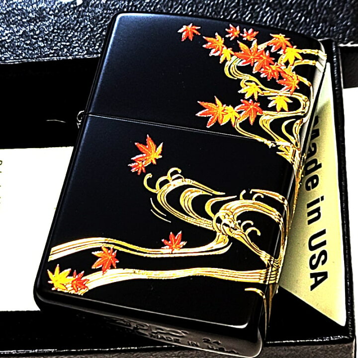 楽天市場】ZIPPO ライター 和柄 楓 艶消し 紅葉 金差し ジッポ 
