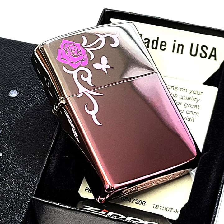 楽天市場】ZIPPO ライター ローズ＆バタフライ ジッポ ピンク 
