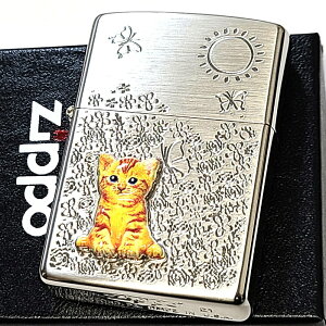 ZIPPO L ^ Wb| C^[ ԕ Vo[ ˂ uE 킢 lR  t[   kitten flowers fB[X zCgTe Mtg v[g