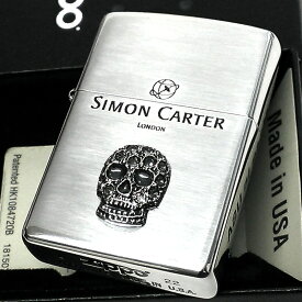 【ポイント10倍】ZIPPO サイモンカーター ジッポ ライター スカルメタル スワロフスキー ドクロ シルバー 銀イブシ かっこいい おしゃれ メンズ ブランド ギフト 動画有り プレゼント