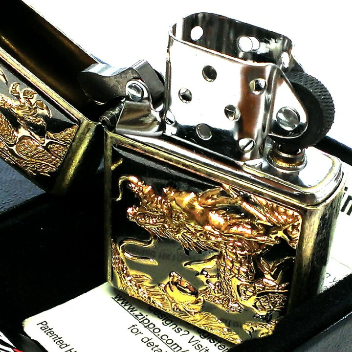 楽天市場】ZIPPOライター 金龍 ドラゴン 3D 和柄 電鋳板 ジッポ 