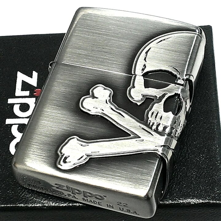 楽天市場】ZIPPO スカル3面メタル アンティークシルバー ジッポ 