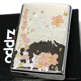 ジッポ 和柄 桜富士 ZIPPO ライター シルバー 富士山 桜 日本 和風 彫刻 銀 デンチュウバン メンズ プレゼント ギフト