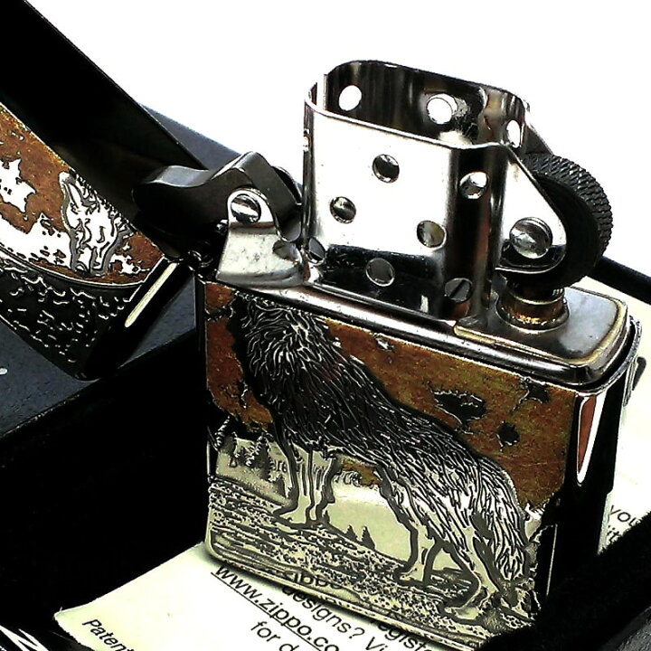 楽天市場】ZIPPO ライター ウルフデザイン ジッポ 狼 シルバー燻し 
