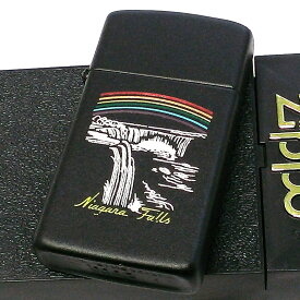 【30％OFF！スーパーSALE対象】ZIPPO ライター スリム ジッポ カナダ製 ナイアガラ・フォールズ 1999年製 オンタリオ製 ビンテージ 滝 レア 廃盤 マットブラック おしゃれ 虹 未使用品 絶版 ヴィンテージ メンズ 珍しい 黒 かっこいい プレゼント ギフト