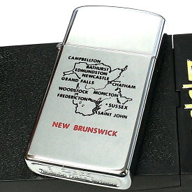 【30％OFF！スーパーSALE対象】ZIPPO ライター スリム ジッポ カナダ製 1989年製 ニューブランズウィック 地図 オンタリオ製 ビンテージ レア 廃盤 かっこいい 未使用品 絶版 ヴィンテージ メンズ 珍しい シルバー おしゃれ プレゼント ギフト