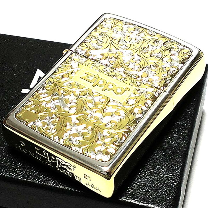 楽天市場】ZIPPOライター 唐草 シルバー＆ゴールド サイドゴールド 