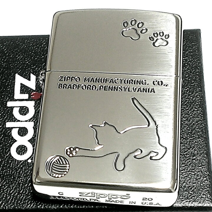 楽天市場 Zippo ライター キャットシリーズ ジッポ ニッケルメッキ いぶし仕上げ 可愛い 女性 メンズ 銀 シルバー 猫 動画あり おしゃれ ギフト プレゼント Zippoタバコケース 喫煙具のハヤミ