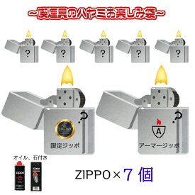 ジッポ お楽しみ袋 福袋 7個 セット オイル 石 フリント 付き ZIPPO ライター 限定モデル お得 アーマー 重厚 喫煙具 モデル かっこいい メンズ