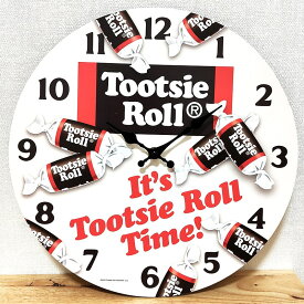 掛時計 Tootsie Roll ウッド クロック お菓子 壁掛け アメリカン 雑貨 アンティーク トッツィーロール かわいい インテリア バー カフェ お店 店舗 可愛い