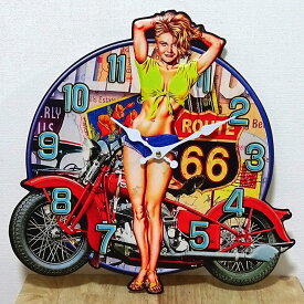 掛時計 おしゃれ アンティーク クロック 時計 ルート66 ROUTE 66 Sexy Girl セクシー 壁掛け アメリカン 雑貨 かわいい バー カフェ お店 店舗 可愛い インテリア 部屋