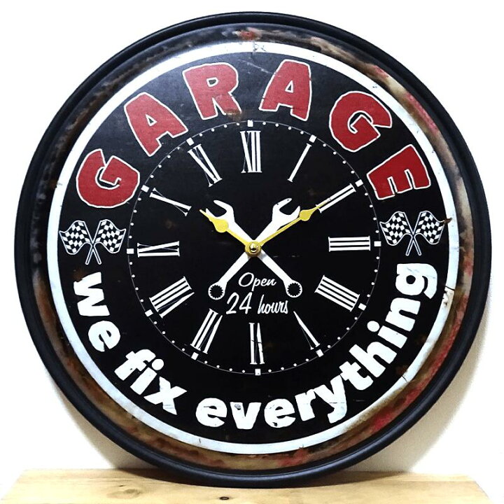 楽天市場】掛時計 GARAGE ビンテージ 鉄製 壁掛け アメリカン 雑貨 
