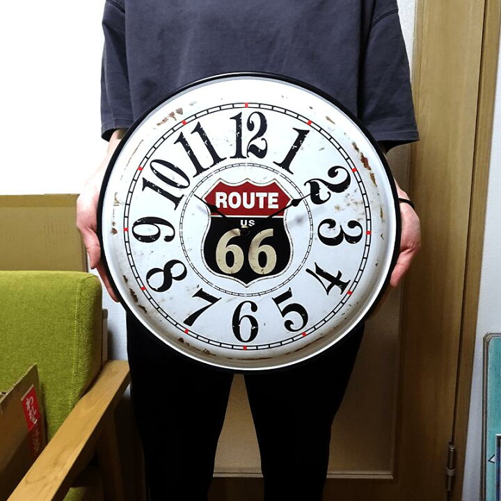 楽天市場】掛時計 ルート66 ビンテージ 壁掛け アメリカン 鉄製 雑貨 
