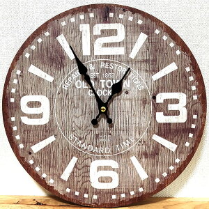 掛時計 おしゃれ かわいい アメリカン 可愛い 雑貨 レトロ OLD TOWN BROWN 壁掛け ウッド クロック アンティーク インテリア バー カフェ お店 店舗