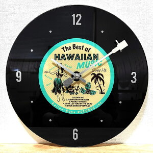 掛時計 レコード ウォールクロック ガラス ハワイアン アンティーク 可愛い 壁掛け インテリア レトロ ブラック ブルー サーフ ディスプレイ お店 カフェ バー