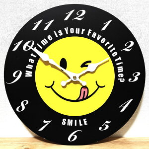 掛時計 SMILE CLOCK 壁掛け アメリカン 雑貨 スマイル アンティーク かわいい インテリア イエロー 店舗 可愛い レストラン カフェ お店