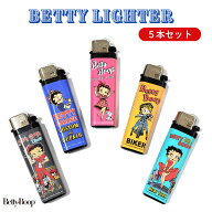 ベティブープ ライター かわいい 5本セット ガスライター フリント式 おしゃれ Betty Boop ブルー ブラッ…